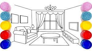 Drawing and Coloring Living room | Vẽ Và tô Màu Phòng khách - YouTube