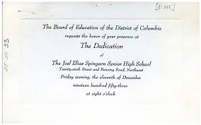 Invitation To Spingarn High School Award Ceremony December 1953