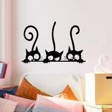 Cute Three Black Cats Diy Wall Stickers