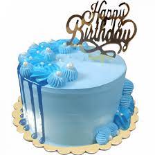 simple design blue birthday cake