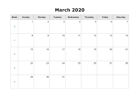 Blank March 2020 Calendar Printable Free Download