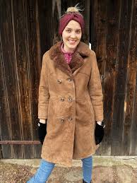 Brown Womens Sheepskin Coat Warm Jacket