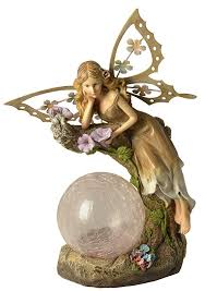 Peaceful Lighted Garden Fairy Statue By