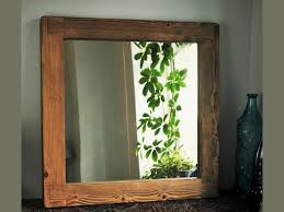 Square Wooden Wall Mirror Rustic