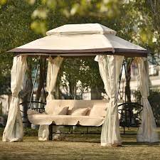 Black Metel Patio Swing Gazebo Daybed