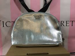 silver metallic makeup bag travel