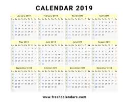 2019 Calendar Printable Microsoft Word 2019 Calendar Free Download
