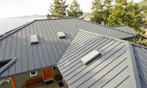 Whether it's asphalt shingles in a dark charcoal or roof tiles in a lighter slate gray, it's a great neutral tone that provides a nice base for a large range of color palettes. Halfmoon Bay Bc Deep Charcoal Standing Seam Interlock Metal Roofing