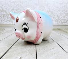 Piggy Bank Ceramic Pig Long Eyelashes