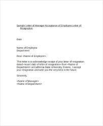 A resignation letter is an official document that records the end of your employment with an organisation that should come after you've indicated your decision to leave in person or via email. Free 6 Resignation Acceptance Letter Templates In Pdf Ms Word Pages Google Docs