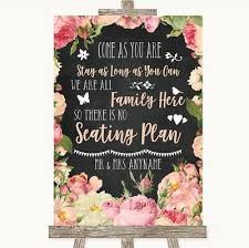 Wedding Sign Chalkboard Style Pink Roses All Family No Seating Plan Ebay