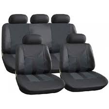 All Black Leather Look Seat Cover Set