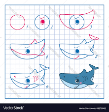 shark step by drawing lesson vector image