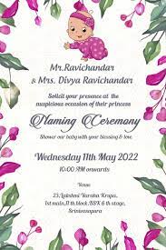 a naming ceremony invitation card with