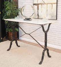 High Marble Top Cast Iron Console Table
