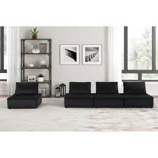 anna black velvet 4 seater modular sofa