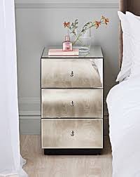 deco assembled mirrored bedside table