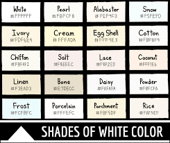 White Color With Names Hex Rgb