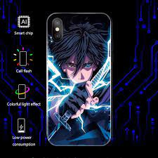Naruto Sasuke Iron Spider Man Call Smart LED Luminous Anime Phone Case for  iPhone 11 pro max 7 8 6 s Plus X Xr Xs Max Marvel Glowing Glass Cover  TPU+PC Silicone