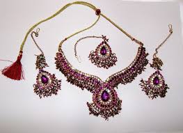 purple gold indian jewellery set