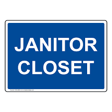 blue janitor closet sign or label 6 sizes