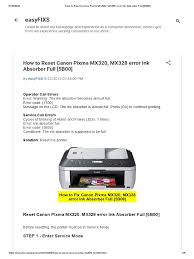 Ma ip 1700 est bloquées par ce message!!!! How To Reset Canon Pixma Mx320 Mx328 Error Ink Absorber Full 5b00 Canon Inc Printer Computing