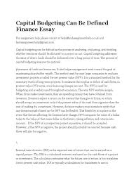 capital budgeting can be defined finance essay internal rate of capital budgeting can be defined finance essay internal rate of return capital budgeting