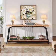 Long Console Table Behind Couch Sofa