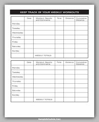 free workout schedule template excel