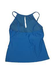 ellen tracy solid blue swimsuit top