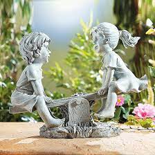 Garden Statue Boy Girl On See Saw Buy