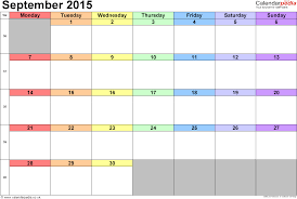 September Calendar Template 2015 Under Fontanacountryinn Com
