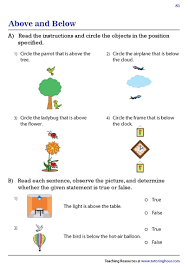 above and below worksheets
