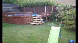 I like the way some of the boards are laid in opposite directions. Decking My Pool With Pallets Update Youtube