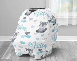 Wolf Baby Car Seat Cover With Name