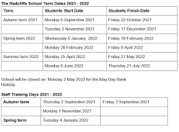 term dates the radcliffe