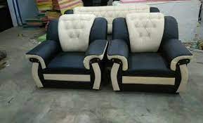 silver rexine modern leather sofa at rs