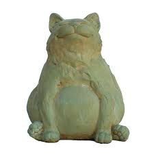 Cast Stone Happy Fat Cat Garden Statue