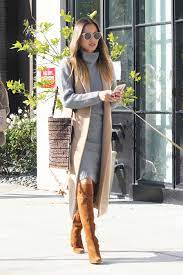 Wearing a coat over your sweater dress is a good idea especially if your sweater dress is a bit on the shorter side. Lovely Layers Jamie Chung S Grey Sweater Dress And Camel Vest Look For Less The Budget Babe Affordable Fashion Style Blog