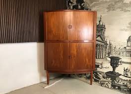 danish teak corner cabinet with tambour