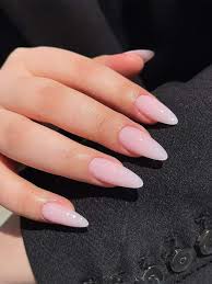 almond shape french ombre false nails