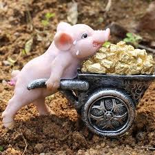 Baoblaze Miniature Pig Garden Statue
