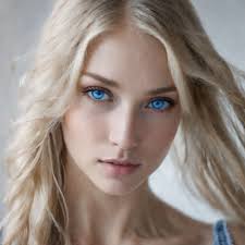 a beautiful woman with soft blue eyes
