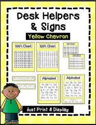 Desk Helpers Signs Letters Number Charts Yellow Chevron
