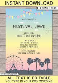 Coachella Themed Party Invitations Template Pastel Colors