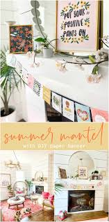 bright summer mantel with diy paper