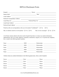 Printable Hipaa Disclosure Form