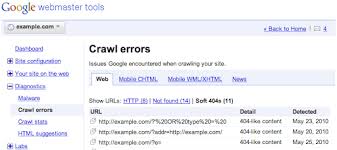 crawl errors now reports soft 404s