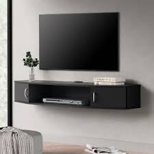 Black Wood Floating Wall Mount Tv Stand
