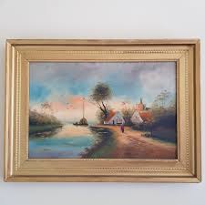 wood frame painting representing an old
